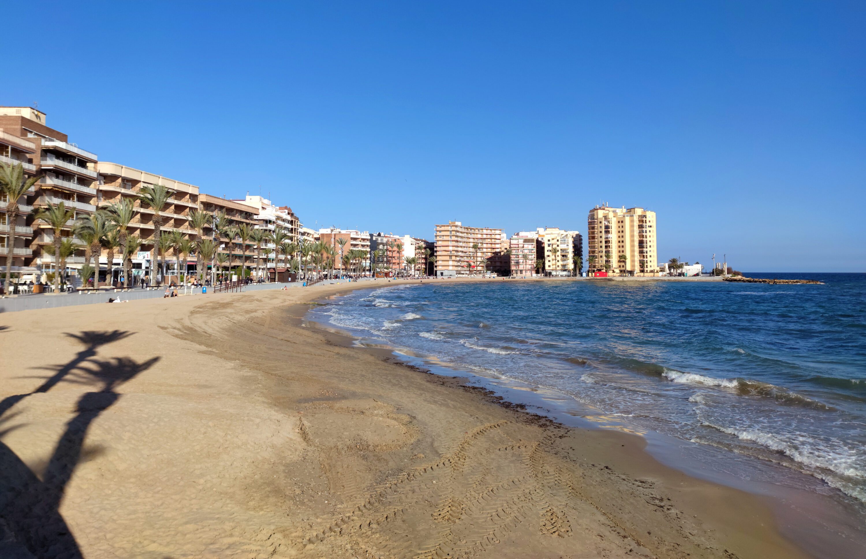 Playa del Cura beach in the center of Torrevieja, Spain