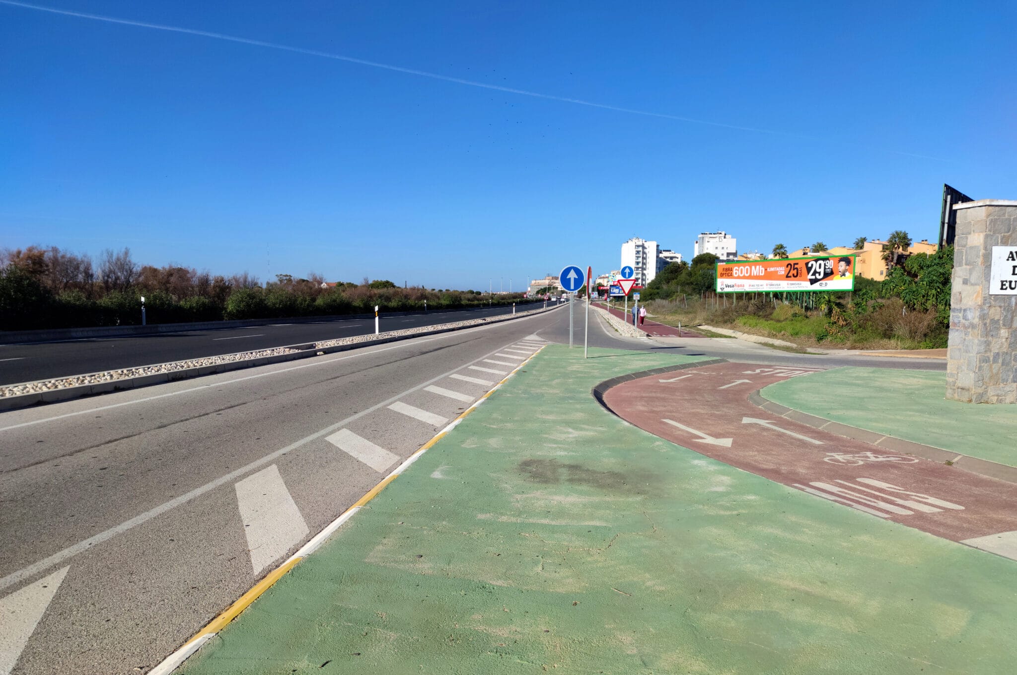 Bicycle path in Torrevieja, Spain in the La Mata area